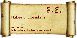 Hubert Elemér névjegykártya