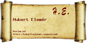 Hubert Elemér névjegykártya